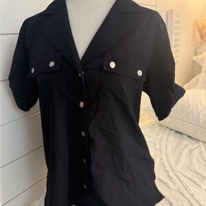 Karl Lagerfeld navy blue camp shirt